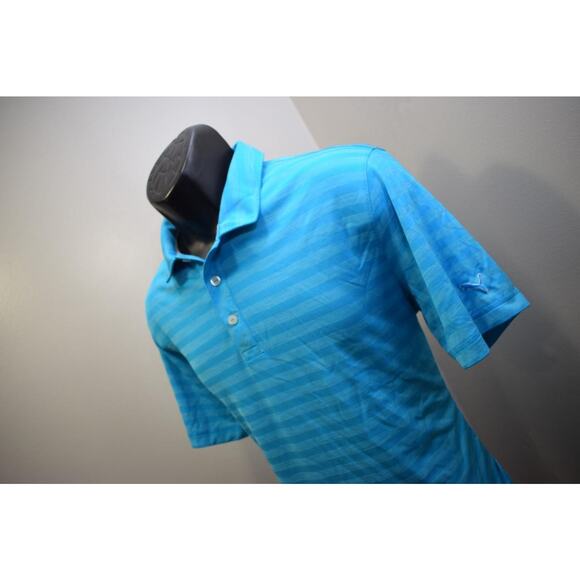 Puma Golf Polo DryCell Striped Short Sleeve Golf Shirt Mens Size Medium - Picture 1 of 10